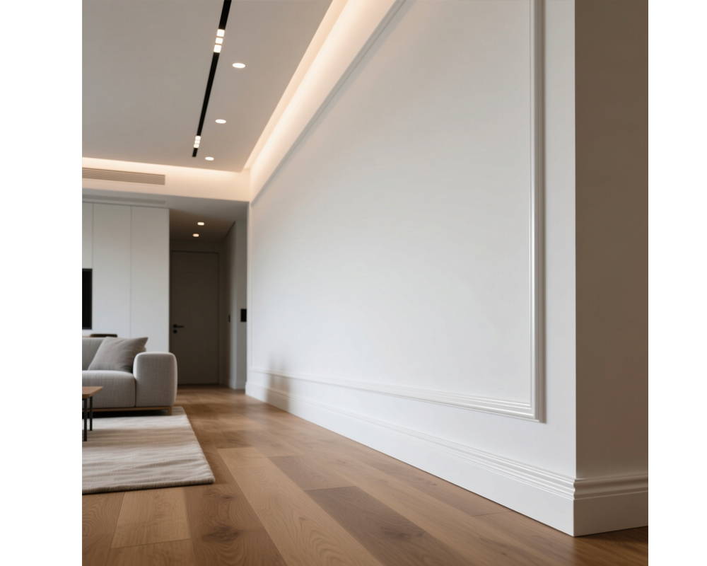 Плинтус из полистирола высокой плотности Волшебная палочка . 80мм 2м. NCS 2500N. Окрашенная